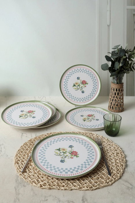 Hermia Juego de Platos de Servicio de Cerámica Blanca, 6 Piezas, 28 cm Hermia Juego de Platos de Servicio de Cerámica Blanca, 6 Piezas, 28 cm